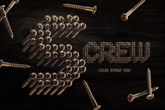 S-CREW: A Vintage Bronze Screw Typeface for Bold Digital Headlines
